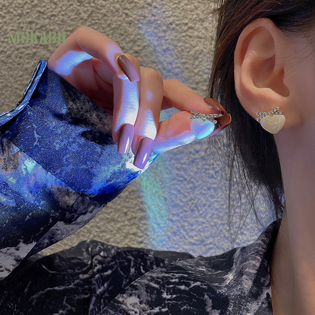 1 Đôi Bông Tai Hình Trái Tim Đính Ngọc Trai Nhân Tạo Thời Trang