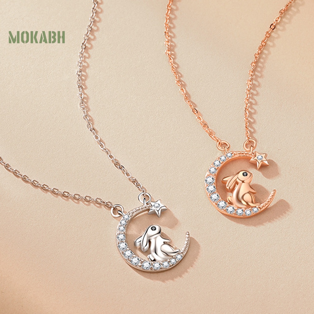[Mới] Vòng cổ Mặt Hình Thỏ Ngôi Sao Mặt Trăng Đính Đá Không Gây Dị Ứng Thanh Lịch Thời Trang Cho Nữ