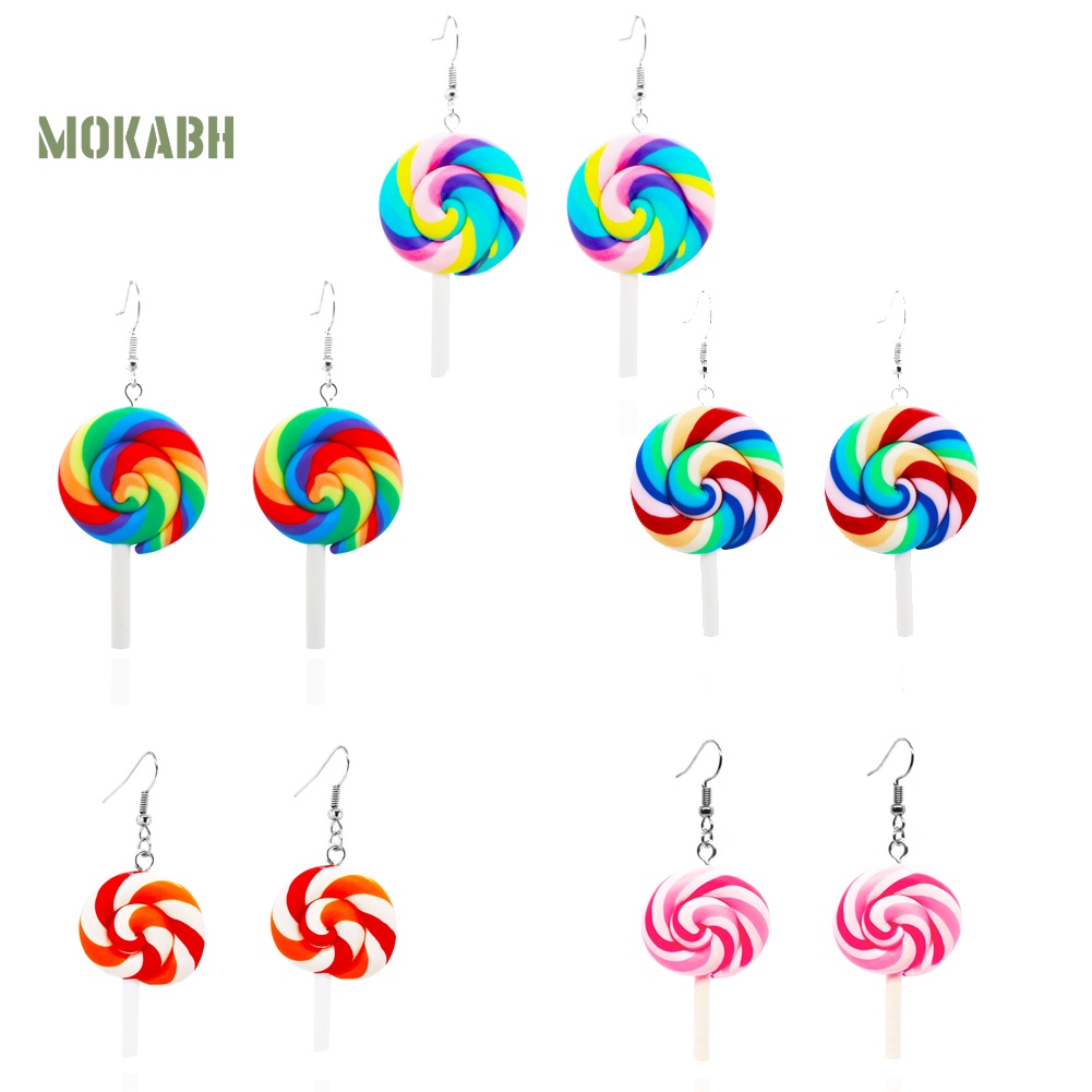 Bông Tai Hình Kẹo Mút Màu Sắc Cầu Vồng Xinh Xắn Thời Trang Cho Nữ