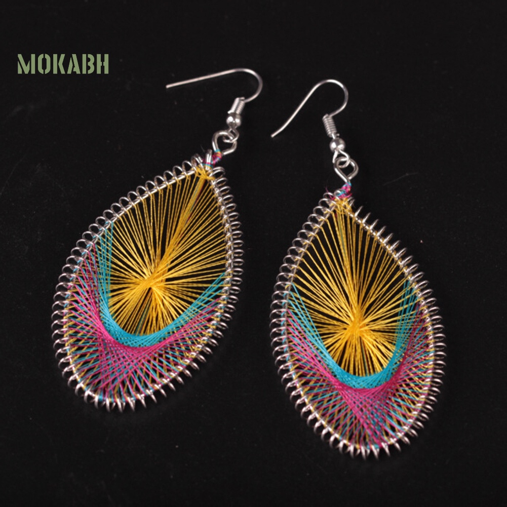 Bông Tai Móc Hình Giọt Nước Bằng Lụa Nhiều Màu Phong Cách Bohemian Thời Trang Cho Nữ