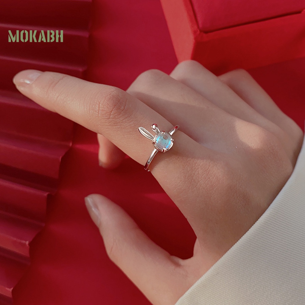 [Mới] Nhẫn Đeo Ngón Tay Đính Đá Mặt Trăng Pha Lê Giả Sáng Bóng Thời Trang Tối Giản Tinh Tế Trang Trí Hình Học / Thỏ