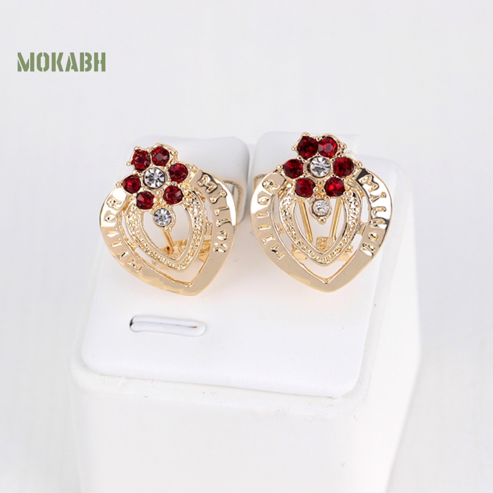 Bộ Trang Sức Vòng Cổ / Nhẫn / Bông Tai Hình Hoa Đính Đá Sang Trọng Cho Nữ