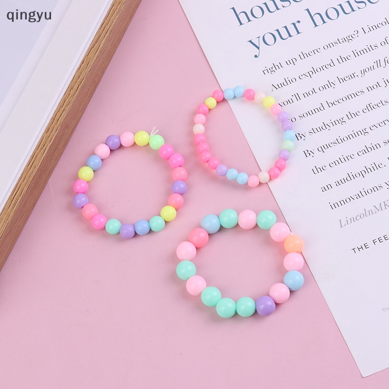 Set 10 Vòng Tay Chuỗi Hạt Ngọc Trai Co Giãn Nhiều Màu Dễ Thương Cho Bé Gái