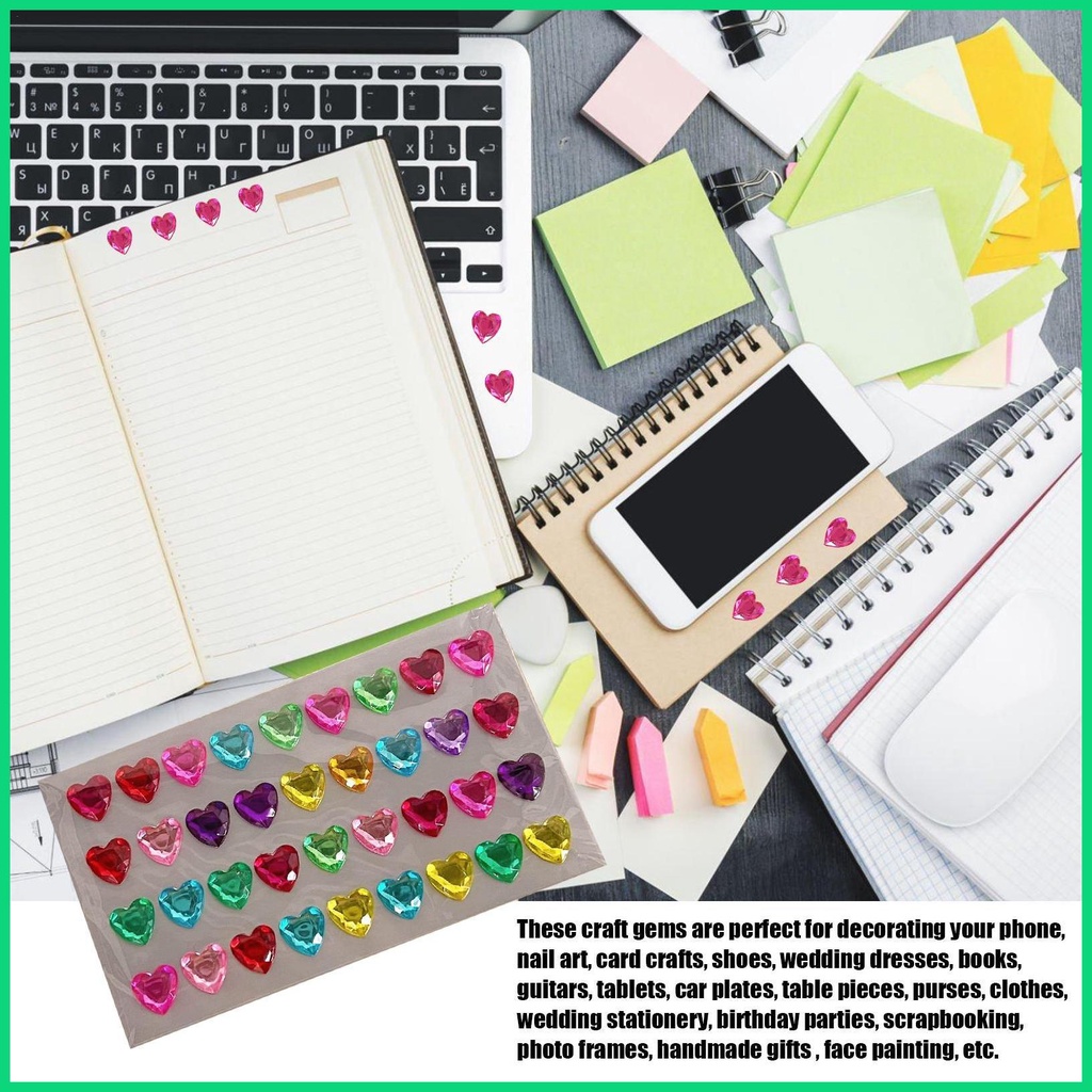 Đá Dán Acrylic Nhiều Màu Họa Tiết Trái Tim Lấp Lánh Trang Trí Thủ Công Cho jiwvn