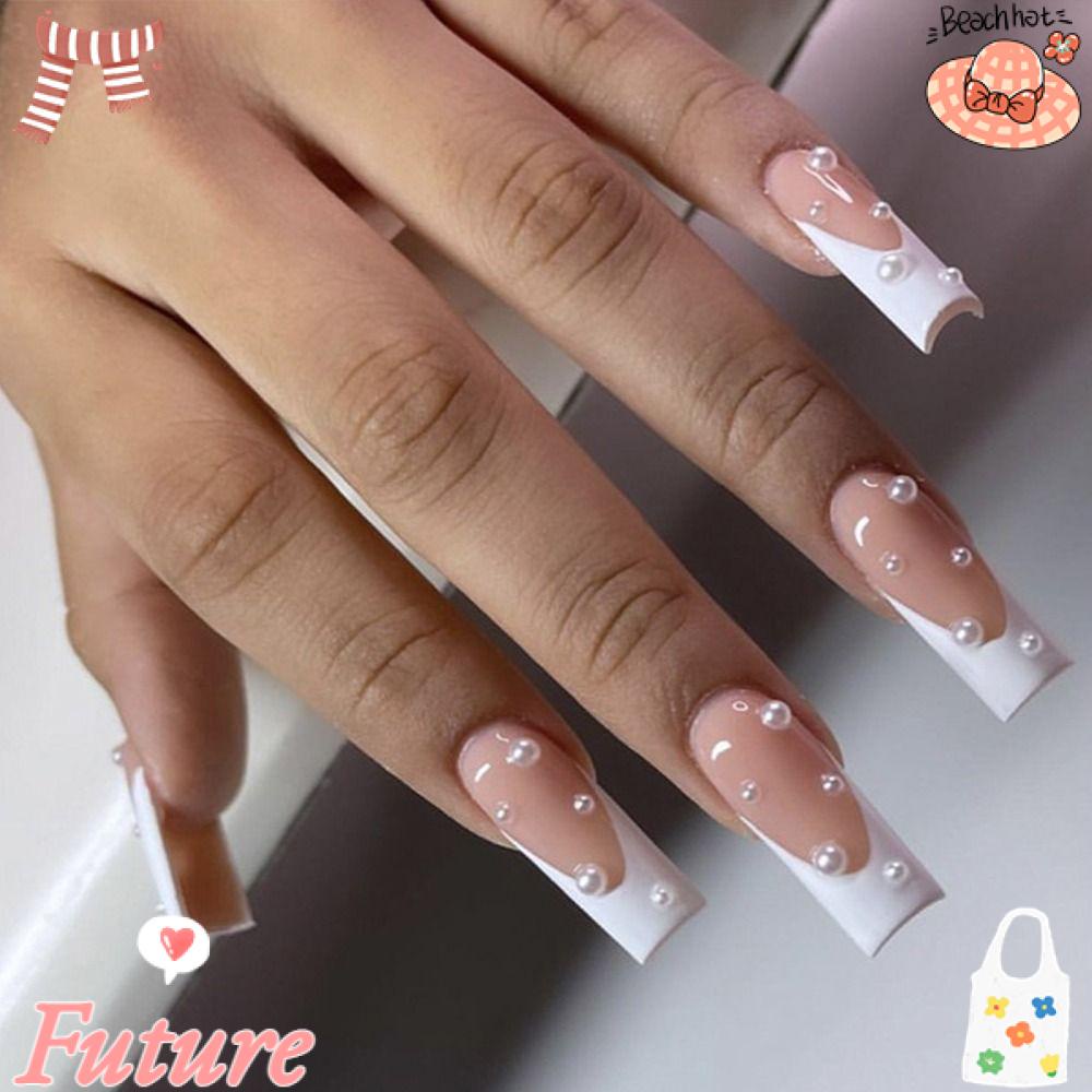 Set 24 Móng Tay Giả Có Thể Tháo Rời DIY Đầm Nữ Phong Cách Thời Trang Pháp Cá Tính