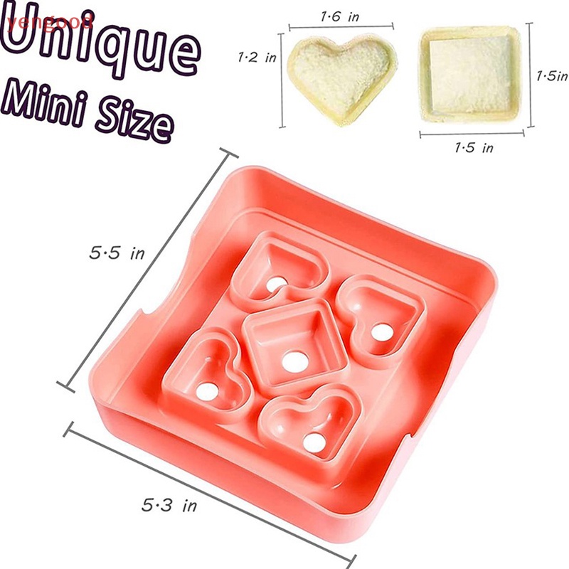 1 Bộ Dụng Cụ Cắt Bánh Sandwich Hình Trái Tim / Vuông Tiện Dụng An Toàn Cho Trường Học