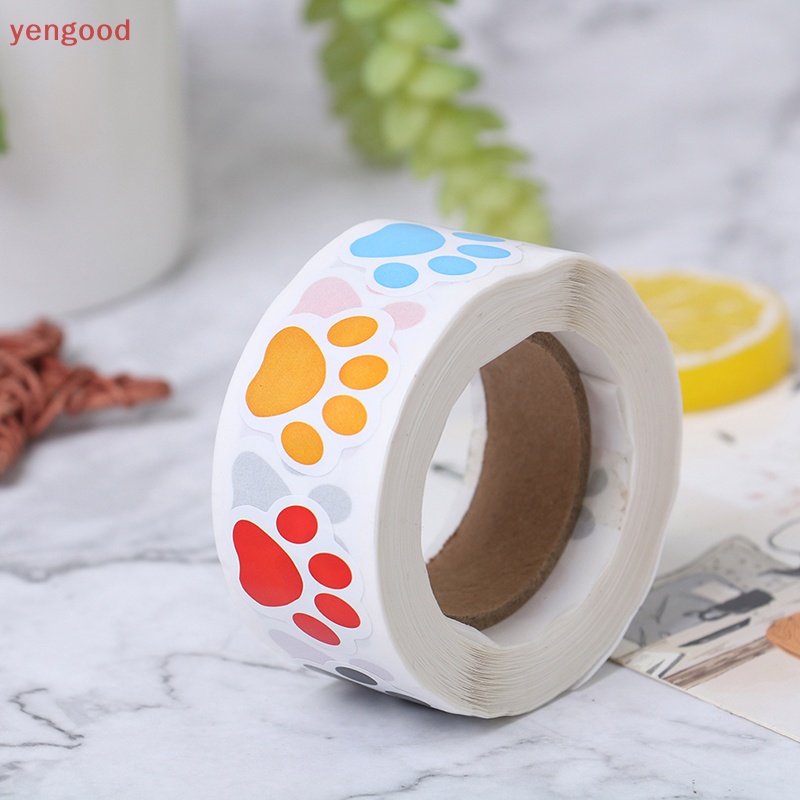 Set 500 Nhãn Dán 6 Màu Hình Dấu Chân Chó Mèo Xinh Xắn