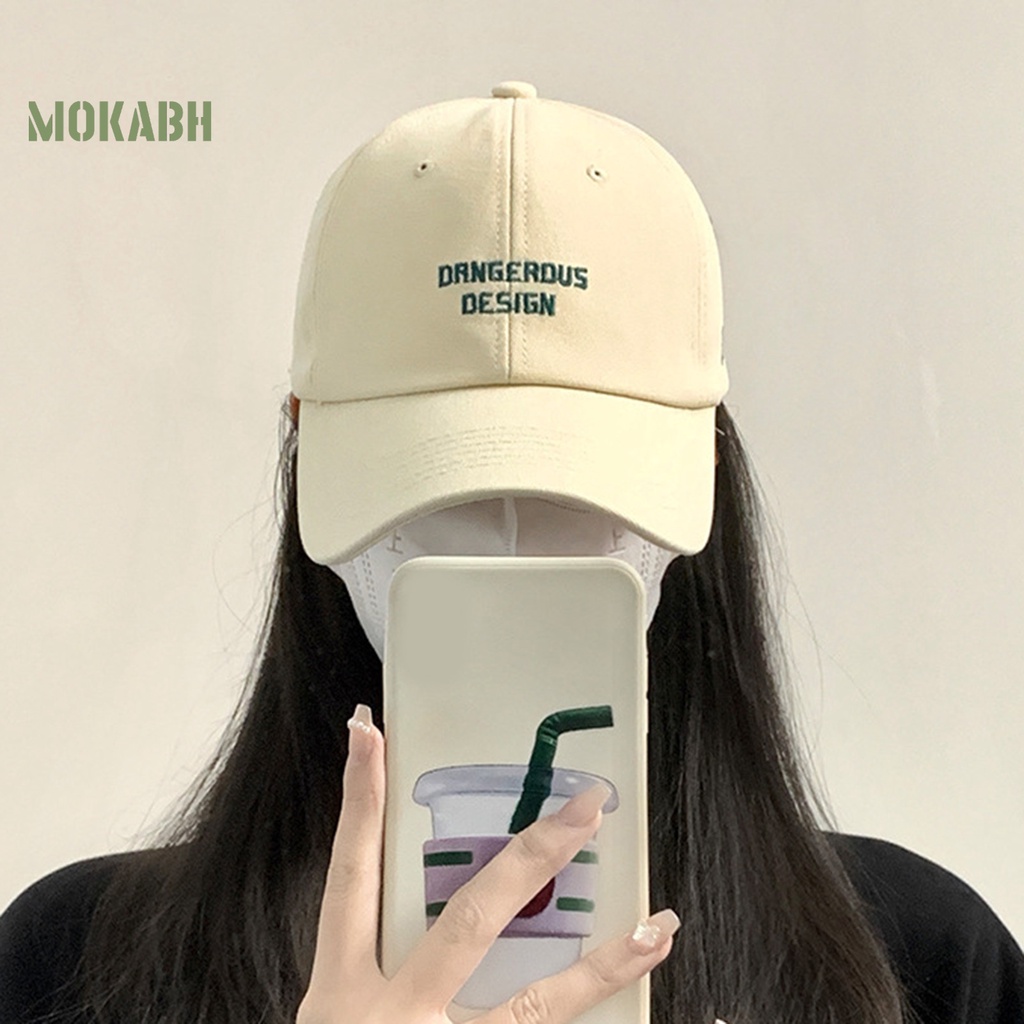 [Mok Abh] Mũ Lưỡi Trai Màu Trơn Thêu Chữ Phong Cách Hip Hop Hàn Quốc