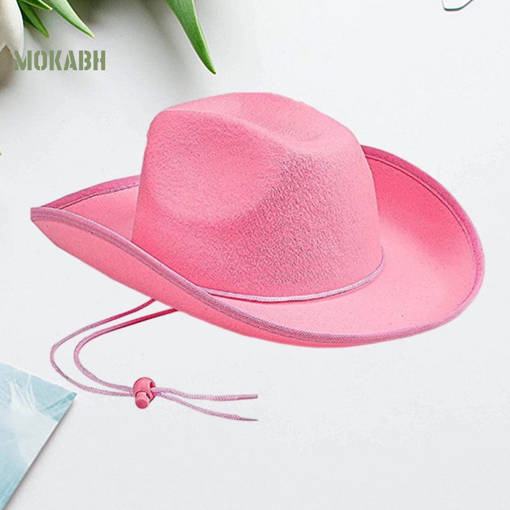 [Mok Abh] Mũ Vành Rộng Màu Trơn Chống Gió Điều Chỉnh Được Thời Trang Phương Tây Cowgirl Jazz