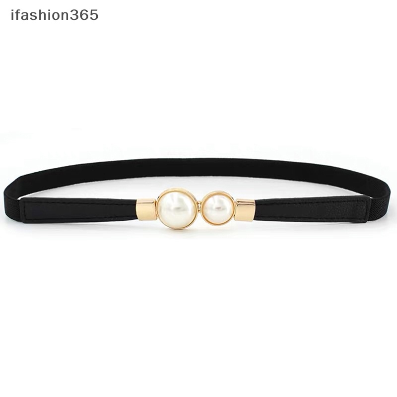 Thắt Lưng Da PU Khóa Ngọc Trai Co Giãn Thời Trang ifashion365