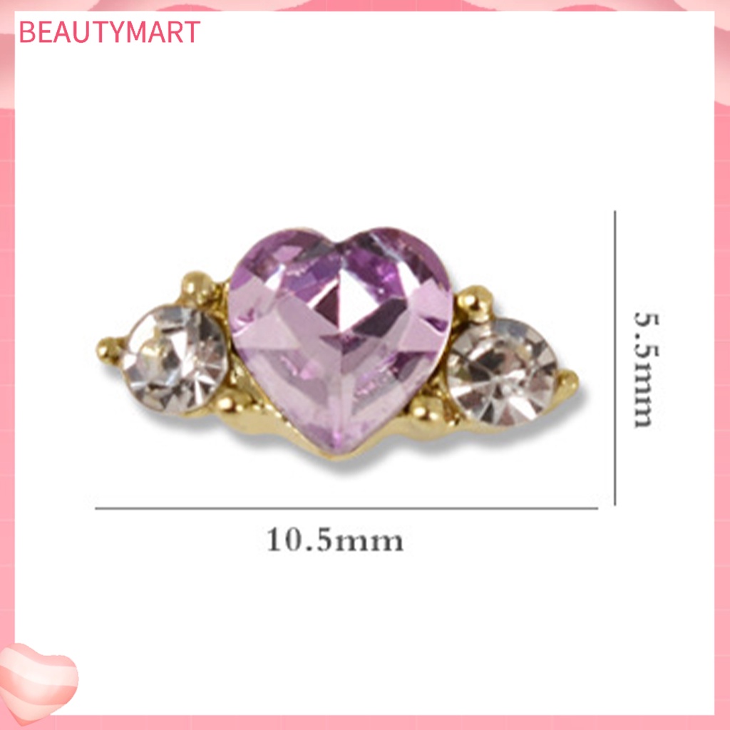 Set 10 Phụ Kiện Trang Trí Móng Tay Nghệ Thuật Hình Trái Tim Đính Đá Bằng Hợp Kim DIY