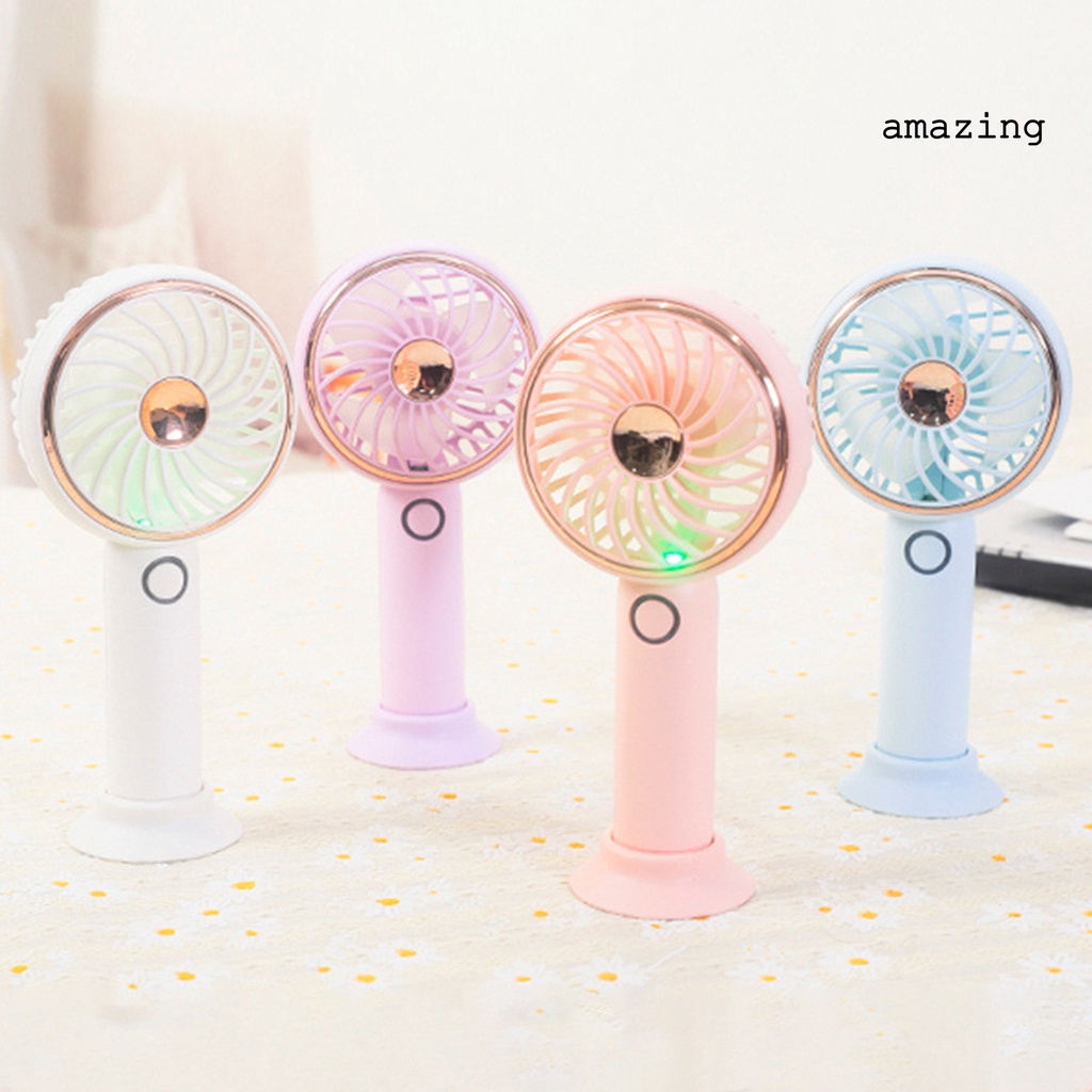 Quạt Mini Cầm Tay 3 Tốc Độ Tùy Chỉnh Kèm Đèn LED Nhiều Màu Tùy Chỉnh Không Ồn Tiện Dụng Mang Theo Du Lịch / Dã Ngoại