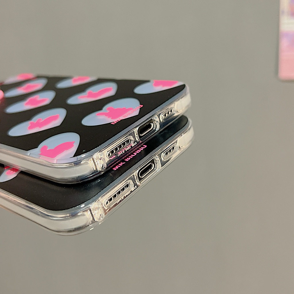 Ốp Điện Thoại TPU Mềm Nhám Họa Tiết Thỏ Hoạt Hình Màu Đen / Hồng Cho iPhone 11 13 12 14 Pro Max