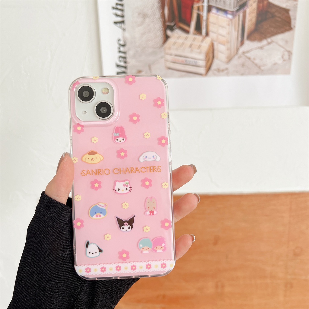 Ốp Điện Thoại TPU Mềm Trong Suốt Hai Mặt Họa Tiết Hoạt Hình Sanrio Cho iPhone 11 13 12 14 Pro Max