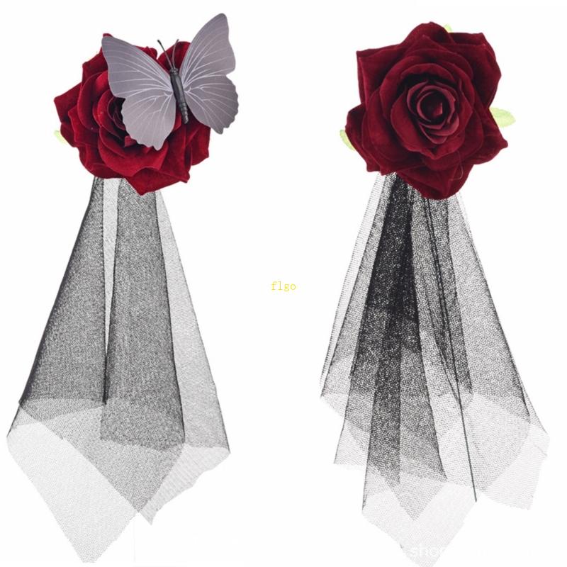 Kẹp Tóc Hình Hoa Hồng Lớn Phong Cách Gothic Cho Nữ