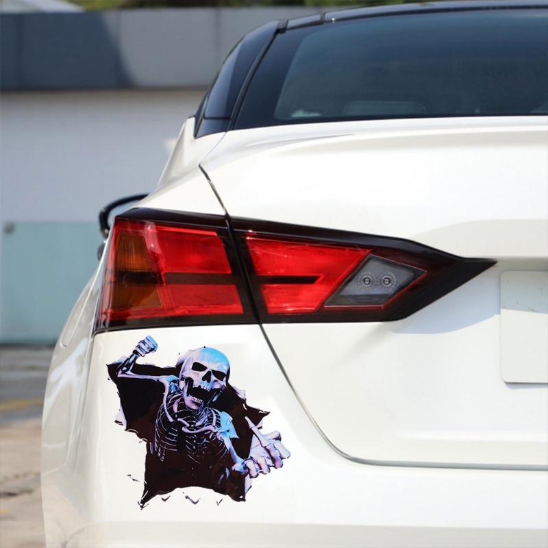 1 Tấm Đề Can Dán Trang Trí Xe Hơi Hình Đầu Lâu Phản Quang Đa Năng Chống Thấm Nước DIY