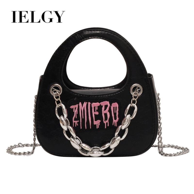 Túi Đeo Vai Màu Đen Phối Dây Xích Thiết Kế Đơn Giản Ngọt Ngào