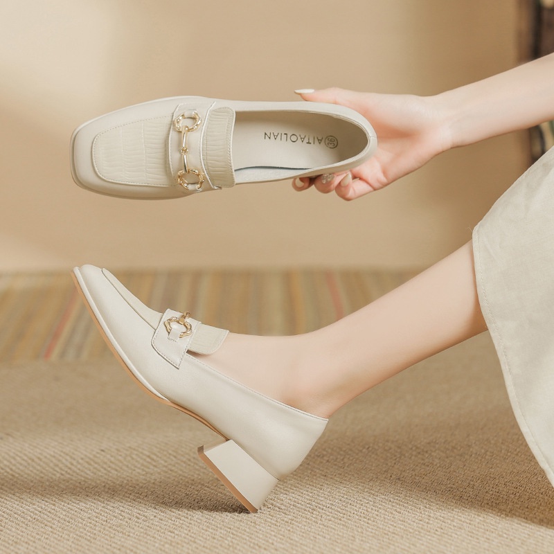 Giày Cao Gót Da Đế Dày Phong Cách Hàn Quốc Cho Nữ