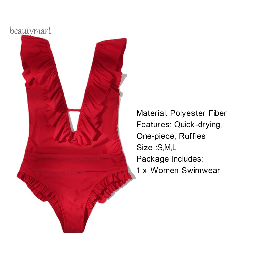 [beautymart] Bộ Đồ Bơi Một Mảnh Bằng Polyester Viền Bèo Hở Lưng Thoải Mái Gợi Cảm Mùa Hè Cho Spa