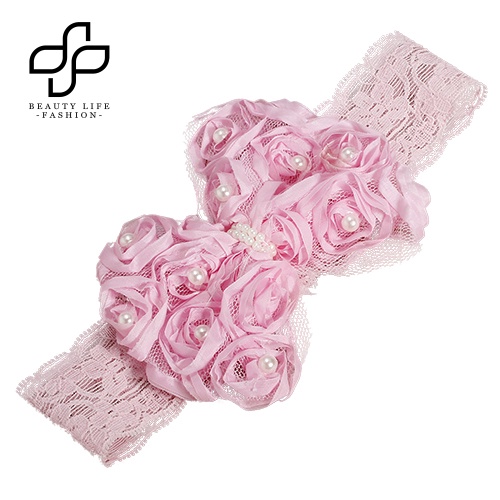 Băng Đô Ren Đính Hoa Hồng Và Ngọc Trai Nhân Tạo Thời Trang Cho Bé Gái