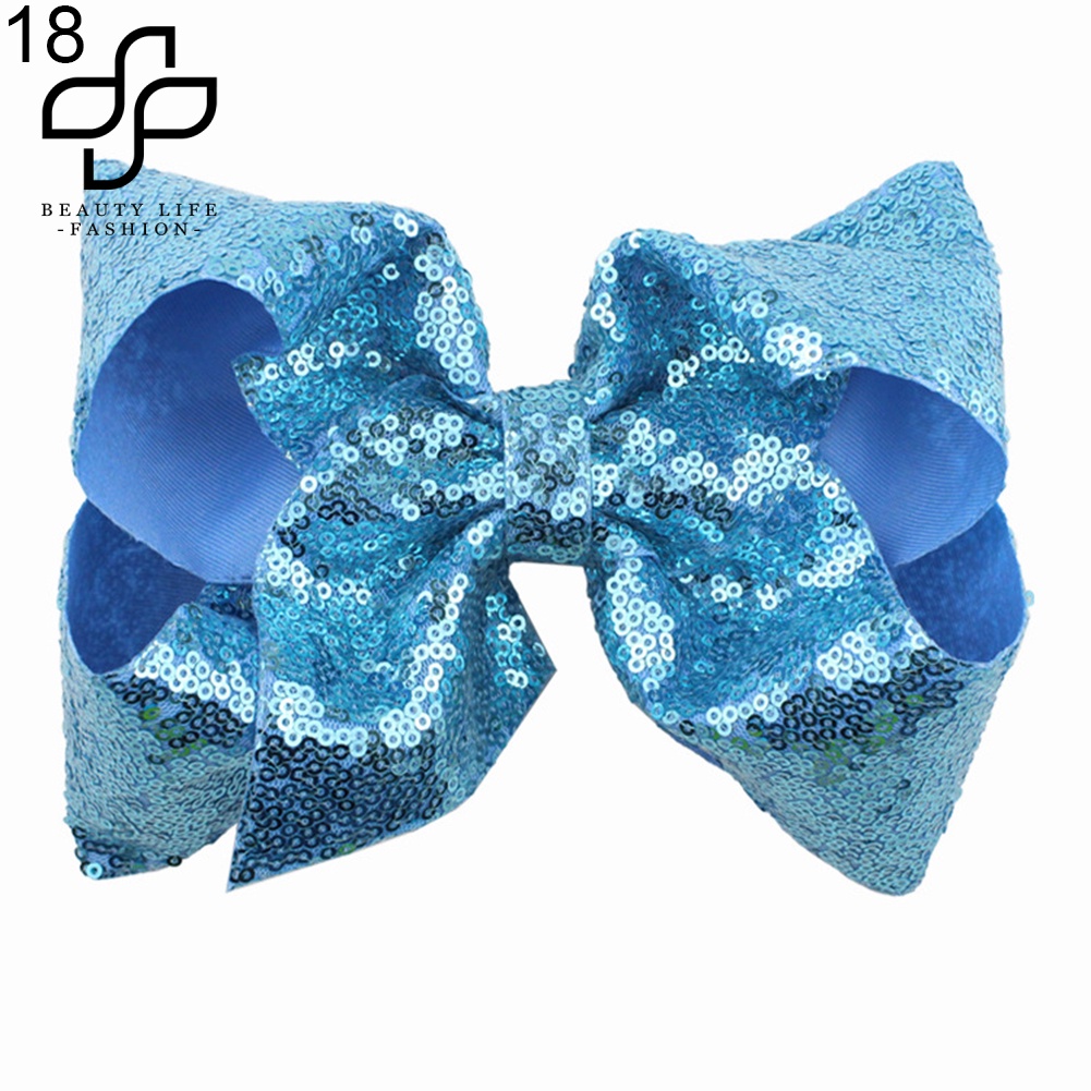 Kẹp Tóc Nơ Lớn Đính Kim Sa Lấp Lánh Thời Trang Cho Bé Gái