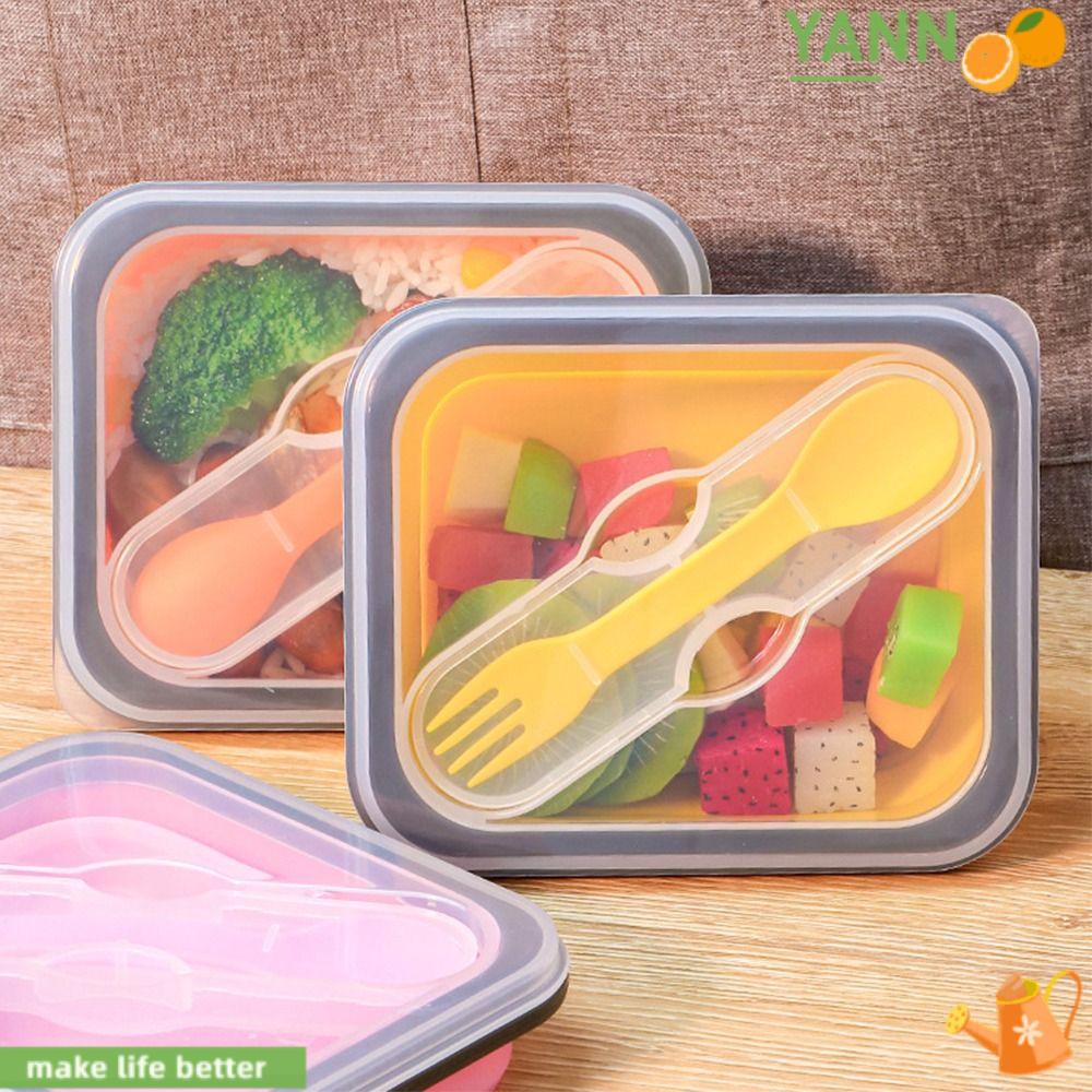 Hộp cơm 1 Ngăn Hình Chữ Nhật Thiết Kế Gấp Gọn Chống Rò Rỉ Tiện Dụng Cho Học Sinh