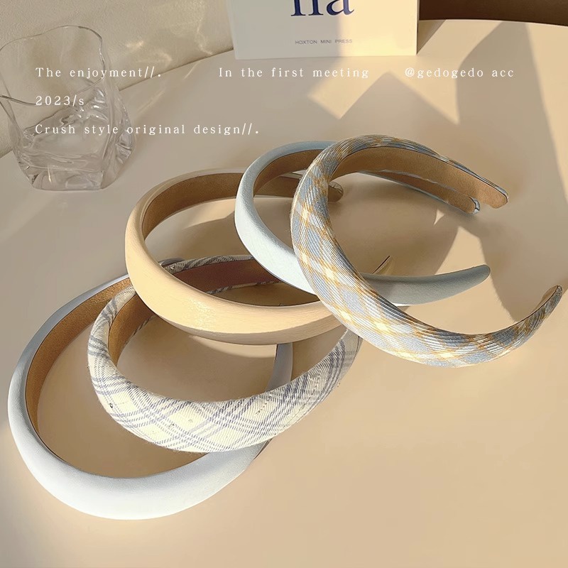 Băng đô cài tóc xốp màu xanh dương phong cách Hàn Quốc thời trang nữ