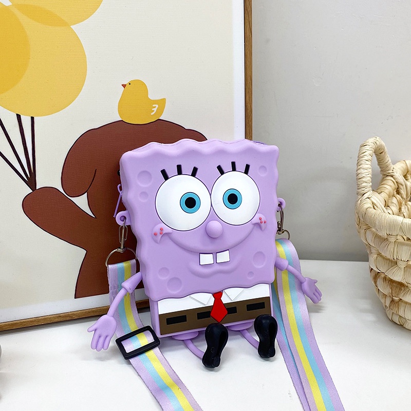Túi Đeo Chéo Hình SpongeBob Dễ Thương Thời Trang Sức Chứa Lớn Dành Cho Trẻ Em