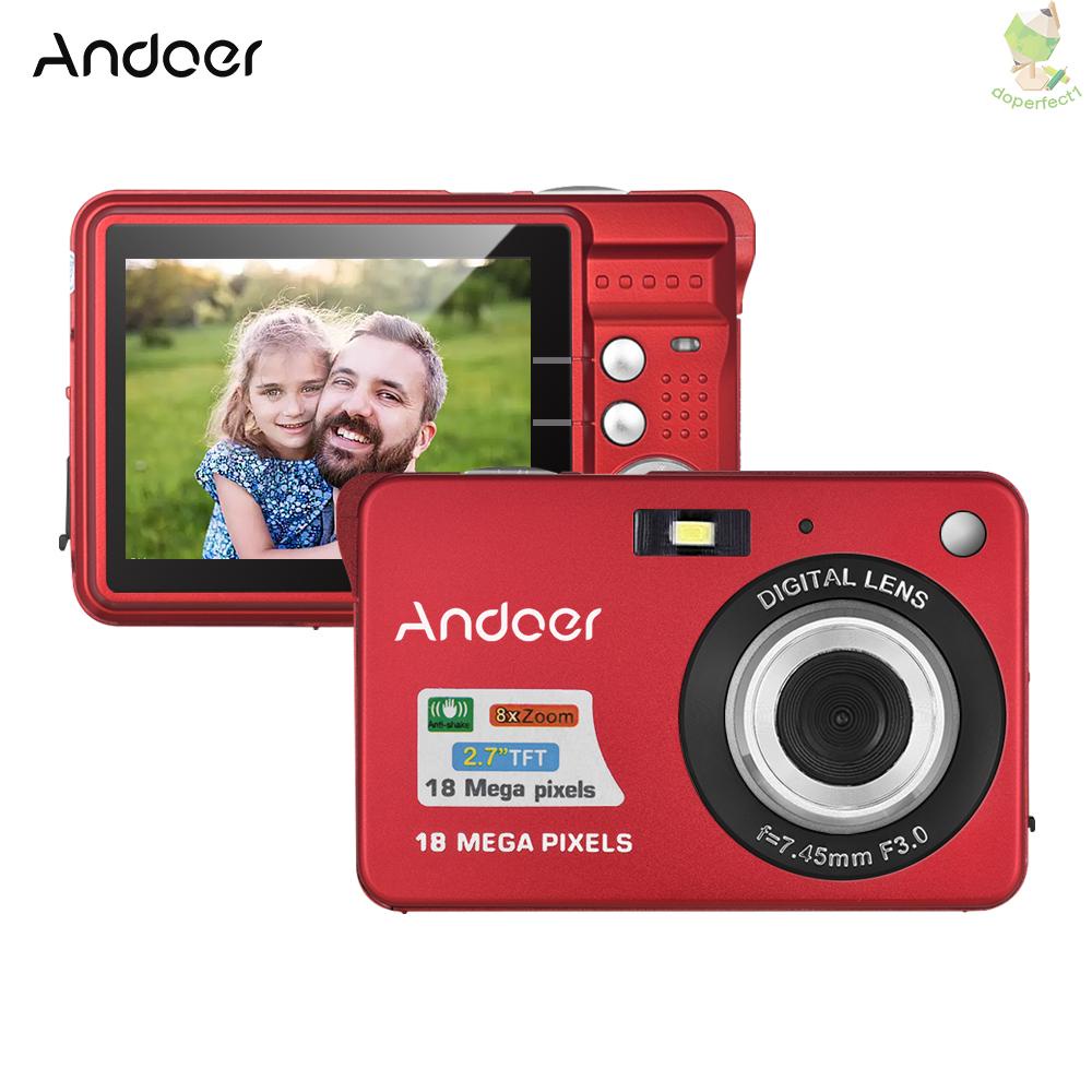 Andoer 18M 720P HD Digital Camera Video Camcorder with 2pcs Rechargeable Batteries 8X Digital Zoom Anti-shake 2.7inch LC   Came-6.5