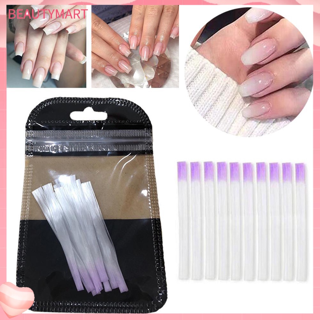 Bộ 10 Miếng Dán Nối Dài Móng Tay Sợi Thủy Tinh Linh Hoạt Nhanh Chóng Dùng Cho Salon