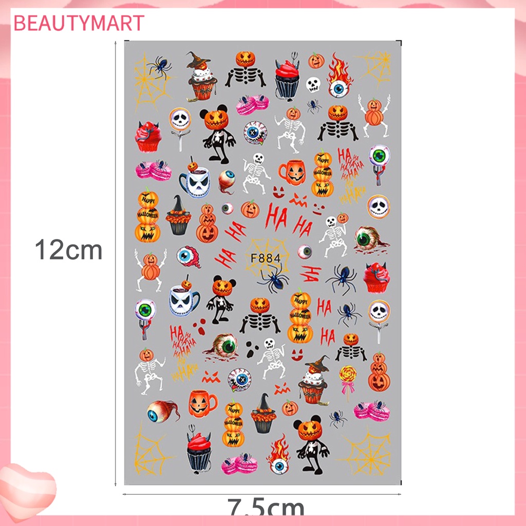 Miếng Dán Trang Trí Móng Tay Tự Dính Không Phai Họa Tiết Halloween