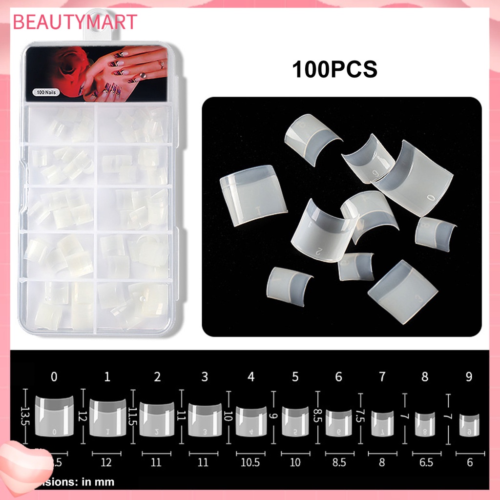 Set 100 Đầu Nối Móng Giả Ngắn Trong Suốt DIY