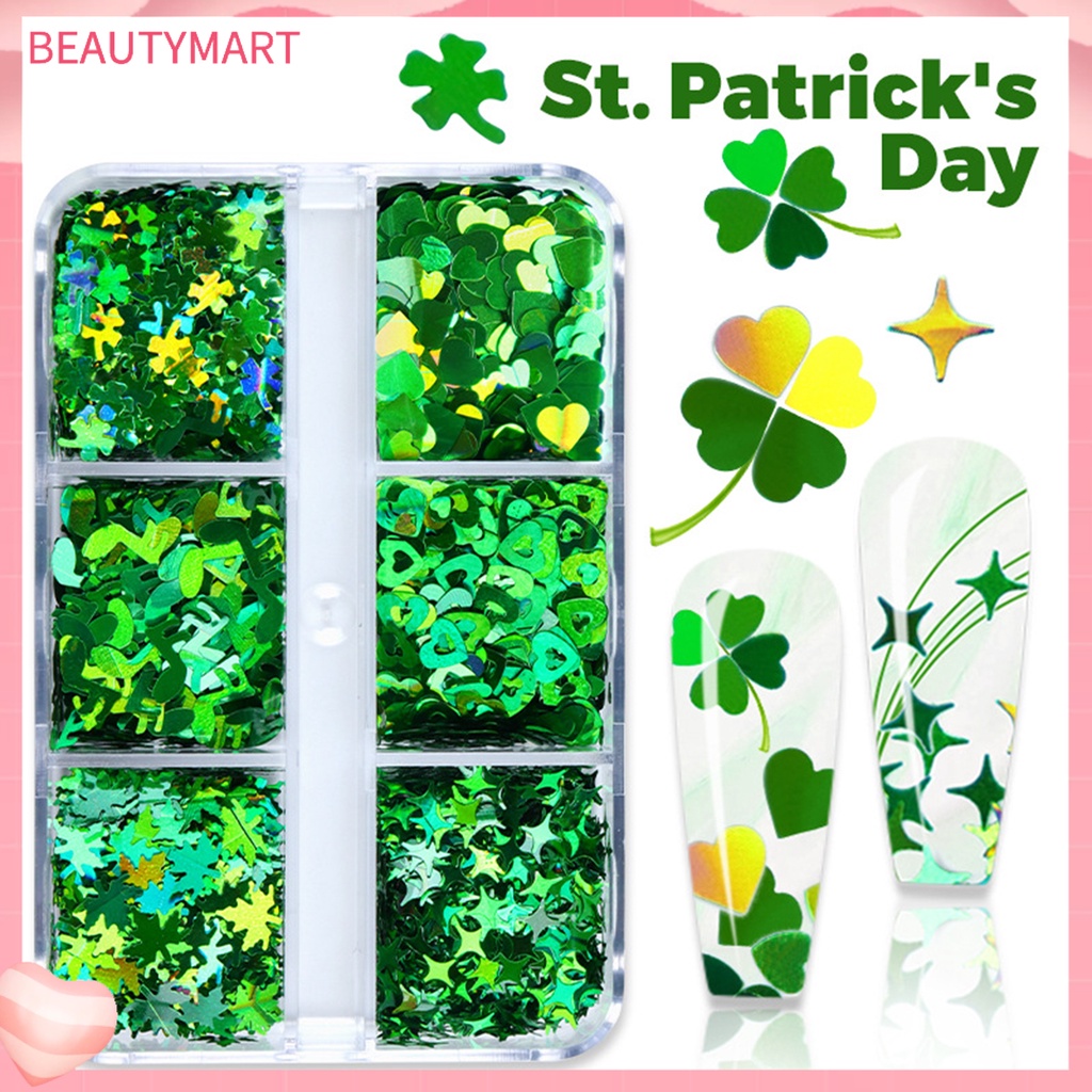 Hộp 6 Ngăn Đựng Hạt Sequin Lấp Lánh Trang Trí Móng Nghệ Thuật Cho Nữ