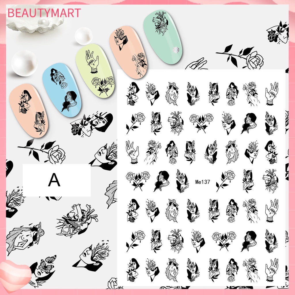 Nhãn Dán Móng Tay Móng Chân Tự Dính Họa Tiết Cô Gái Gợi Cảm DIY 10 Kiểu Tùy Chọn