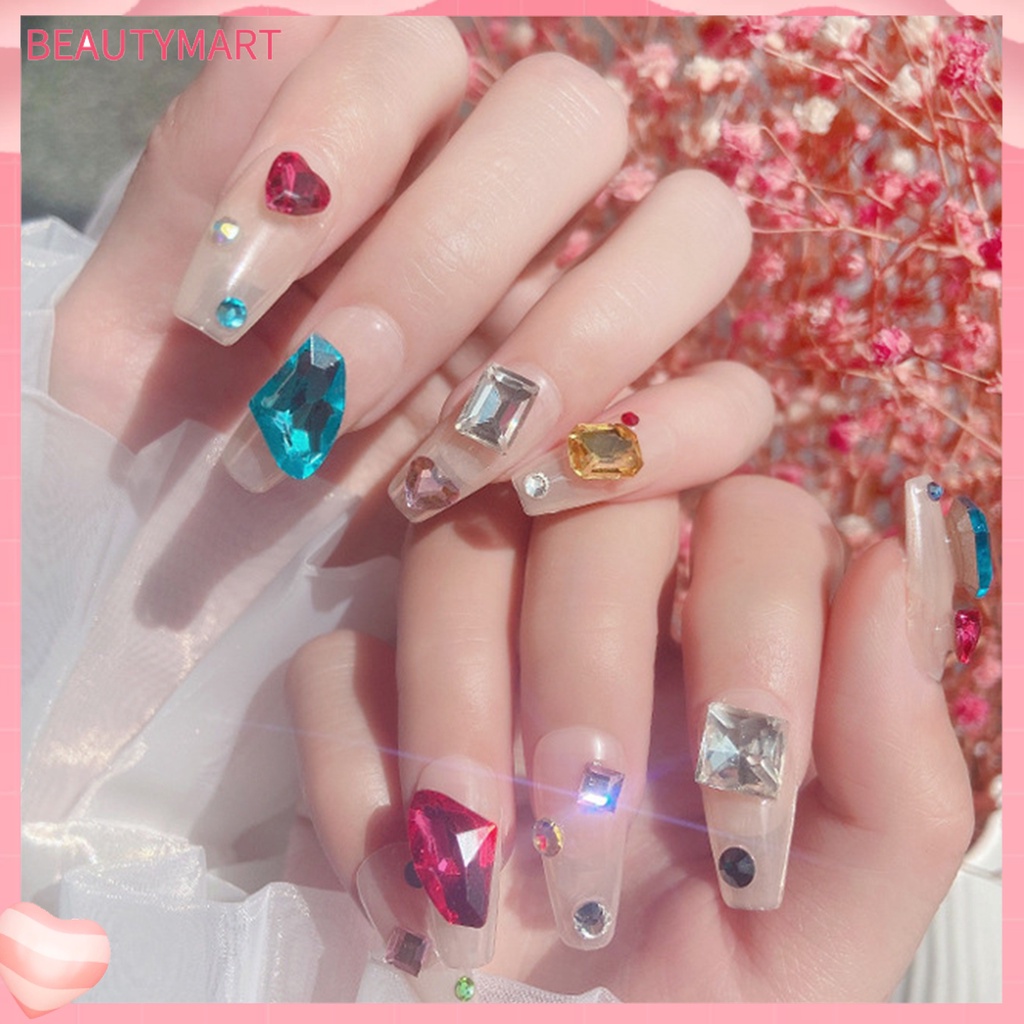 Phụ Kiện Đá Trang Trí Móng Tay Nhiều Mặt Hình Trái Tim Xinh Xắn