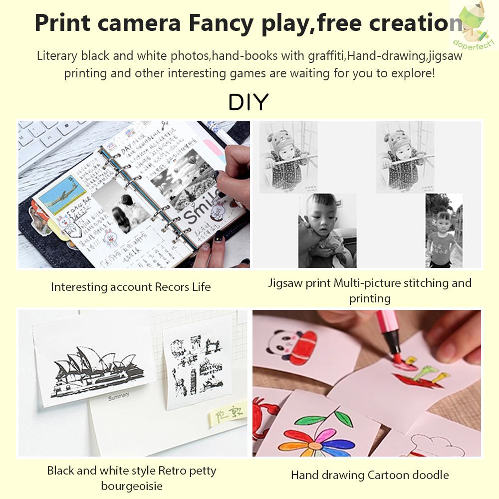 Pocket Photo Printer Wireless Thermal Label Printer 1080P Instant Print Camera Compatible with iOS Android Smartphone Bu   Came-6.5