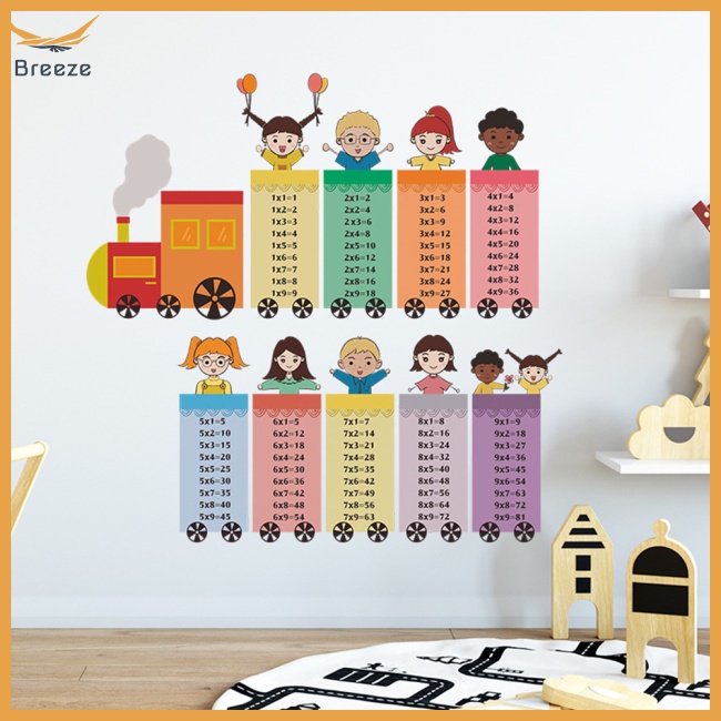 Bộ 2 Tấm Sticker Dán Tường Tự Dính Hình Tàu Lửa Hoạt Hình Trang Trí Phòng Trẻ Em