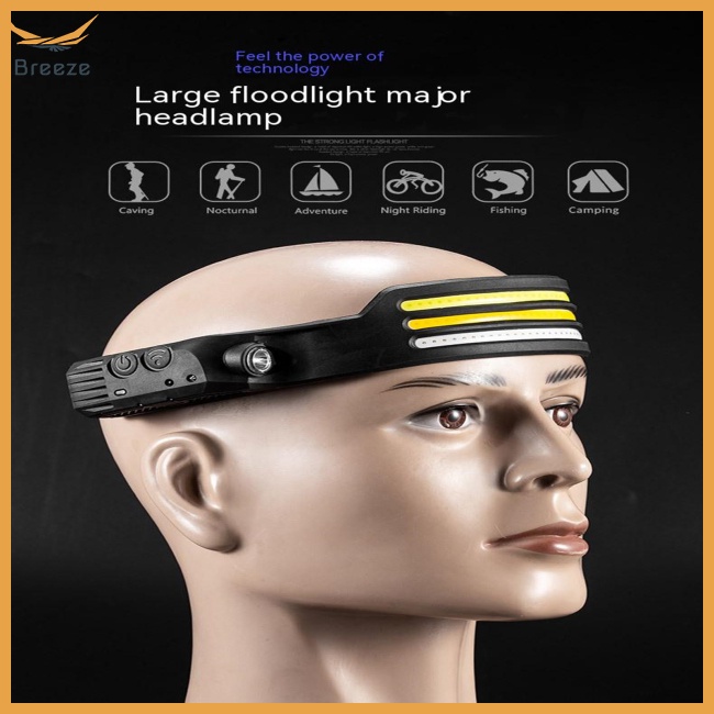 Đèn Pha Led Cob Cảm Ứng Nhiều Chế Độ Kèm Pin Sạc Usb Chất Lượng Cao