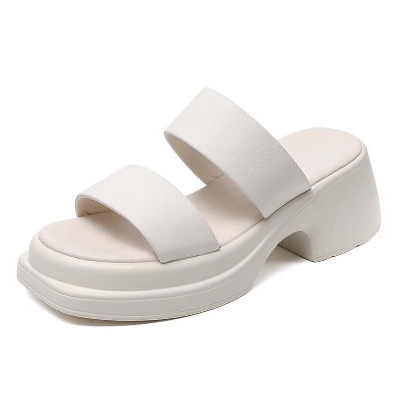 Duoya Tóc Thẳng ~ [Hàng Có Sẵn] Dép Sandal Đế Dày Bằng Da Thật Mềm Mại Chống Thấm Nước Mang Ngoài Trời Cho Nữ