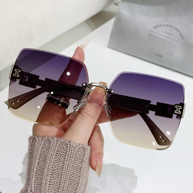 Kính Mát Gọng Vuông Không Viền Chống Tia Cực Tím Thời Trang Mùa Hè Mới Cho Nữ