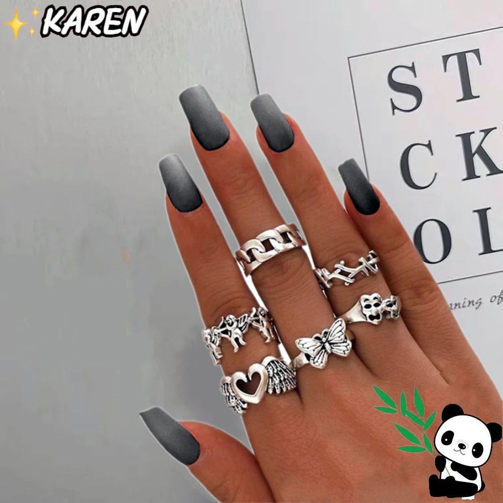 Set 6 Nhẫn Phong Cách Punk Cá Tính Cho Nam Và Nữ