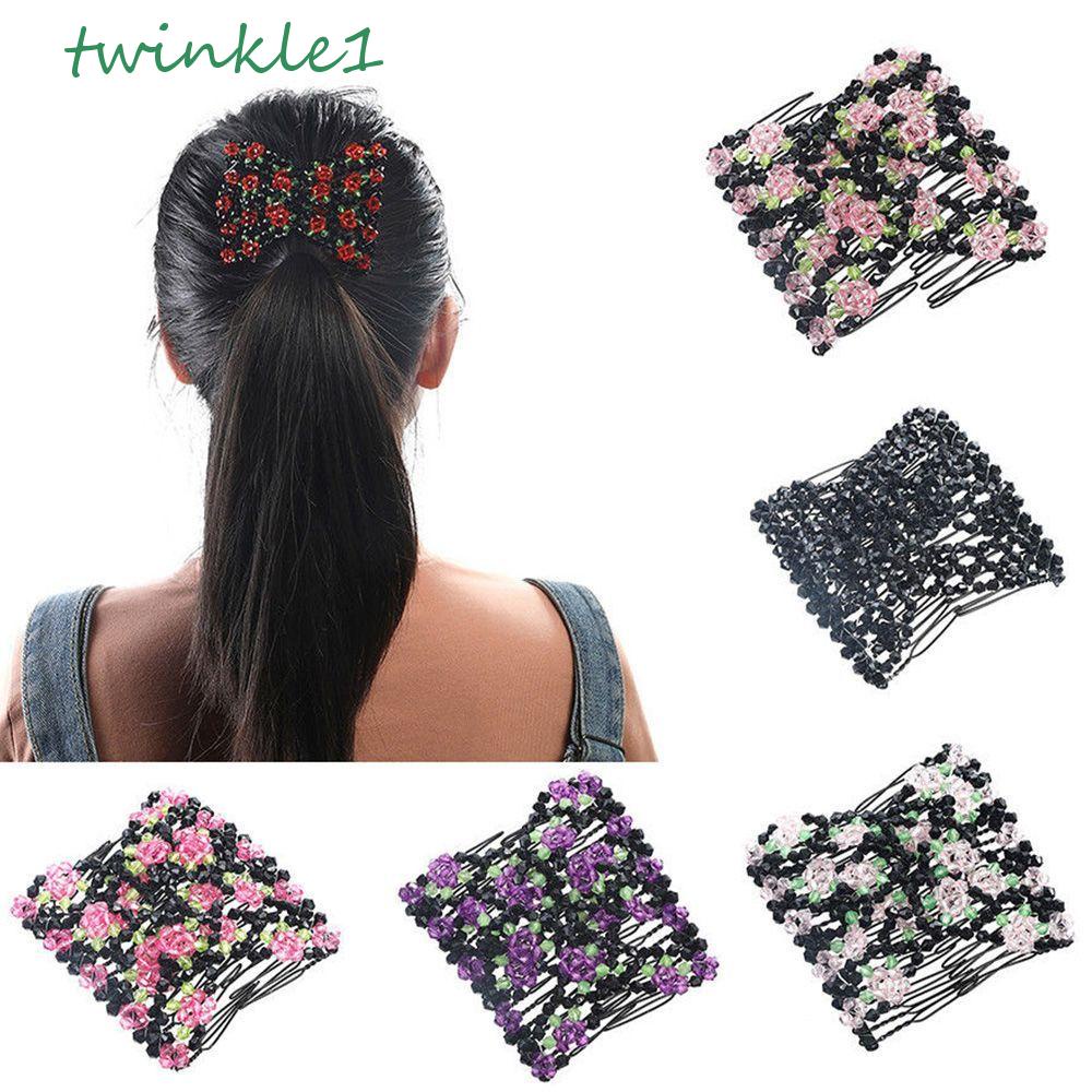 Lược Kẹp Tóc Co Giãn Đính Hạt Lấp Lánh