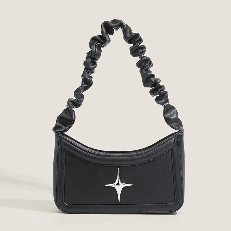 Ielgyfrench Túi Đen Đeo Vai Xếp Ly Ngôi Sao Phong Cách Ins Phổ Biến Cho Năm nay