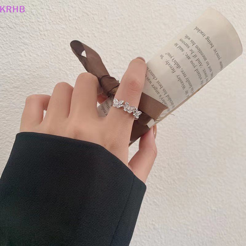 Nhẫn Hở Hình Bướm Đính Đá Zircon Lấp Lánh Thời Trang Dành Cho Nữ Mới