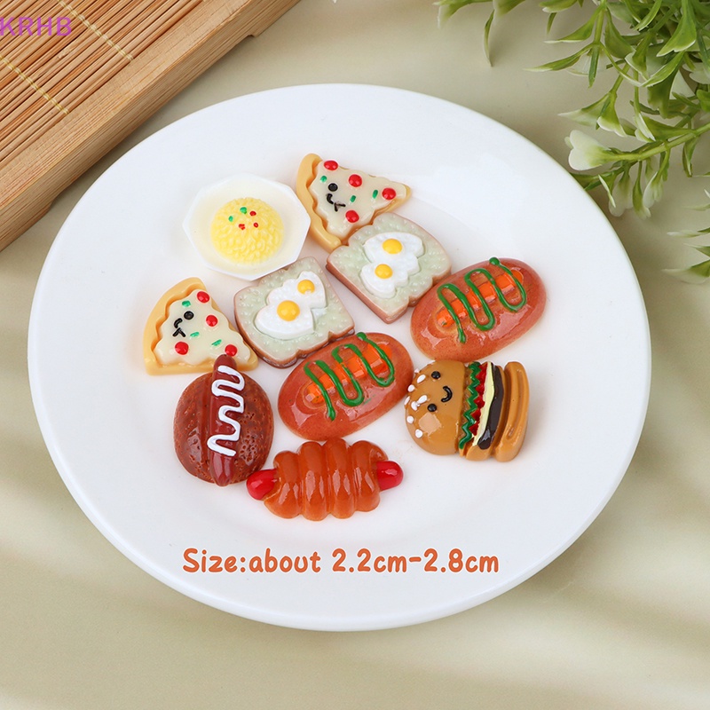 Set 10 Mô Hình Bánh Pizza Hamburger Mini Bằng Nhựa Resin Thủ Công DIY Trang Trí Sổ Tay Mới