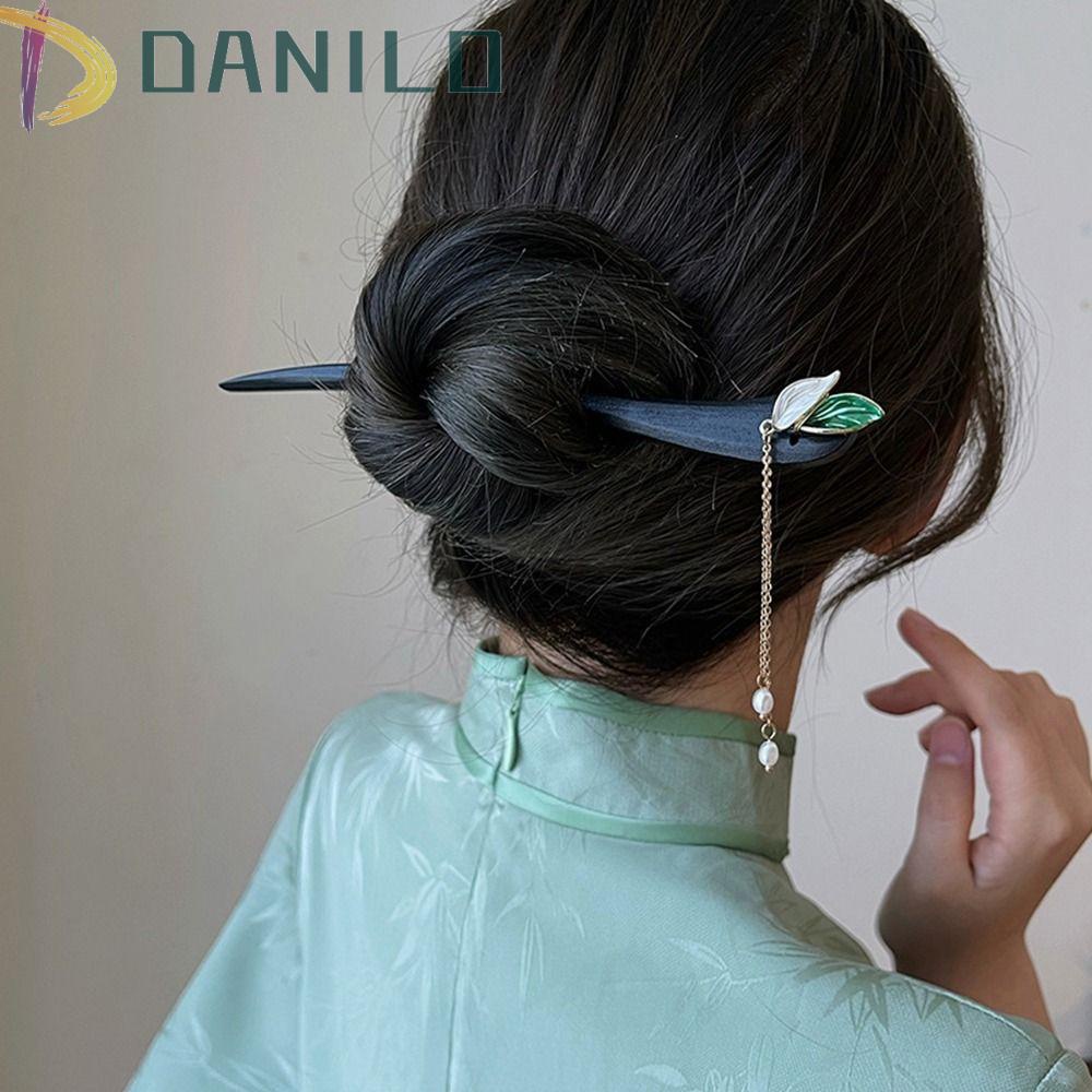 Trâm Cài Tóc Hình Lá Phối Tua Rua Phong Cách Trung Hoa Cổ Điển Cho Nữ