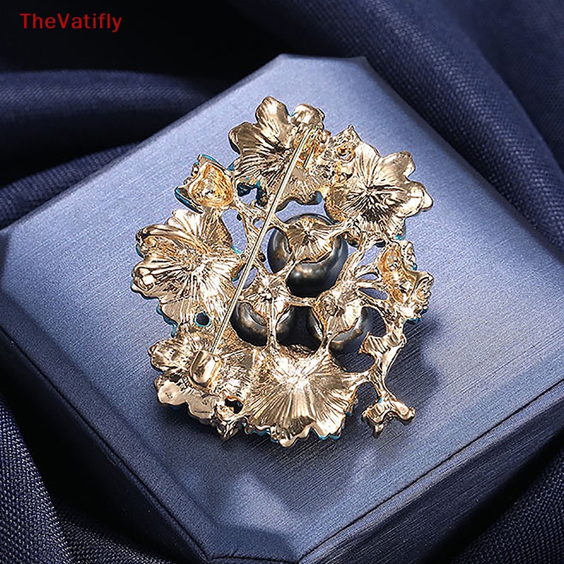 [Thevalifly] 1 Cái Trâm Cài Áo Bằng Hợp Kim Tráng Men Xanh Dương Đính Kim Cương Giả Cho Nữ