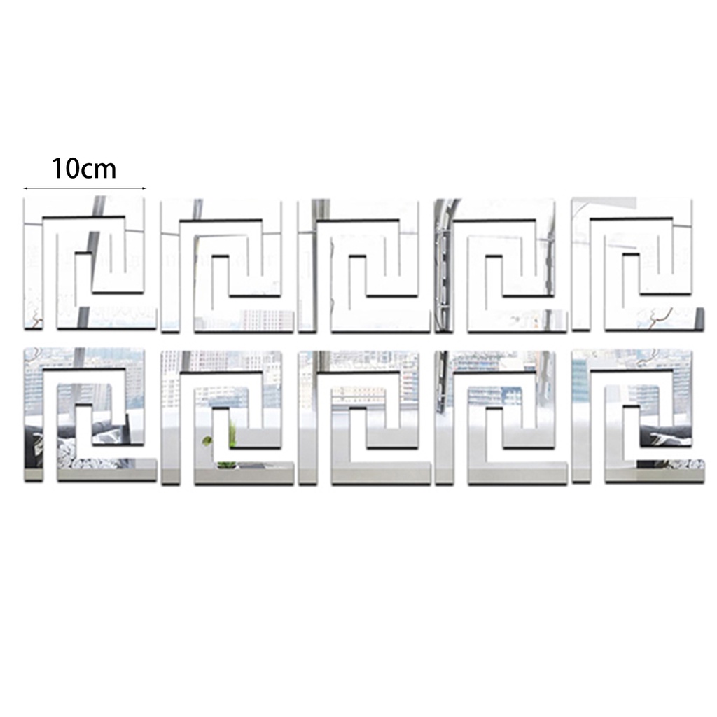 Set 10 Miếng Dán Acrylic Hiệu Ứng Gương Trang Trí Phông Nền TV Cho Văn Phòng