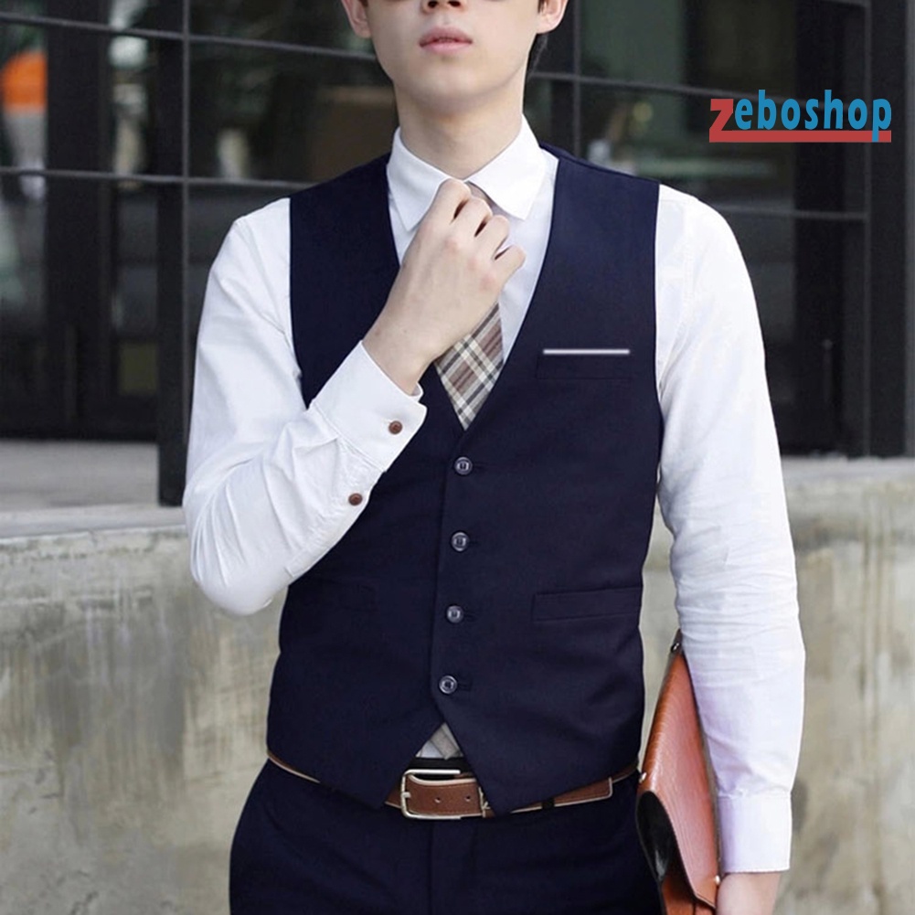 Áo Ghi Lê Không Tay Cổ V 4 Nút Thời Trang Nam Lịch Lãm