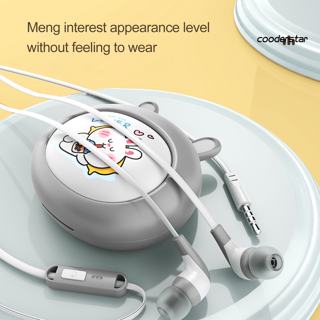 Tai Nghe Nhét Tai Có Dây 3.5mm Kiểu Dáng Thể Thao Kèm Hộp Đựng Họa Tiết Hoạt Hình Cho Bé